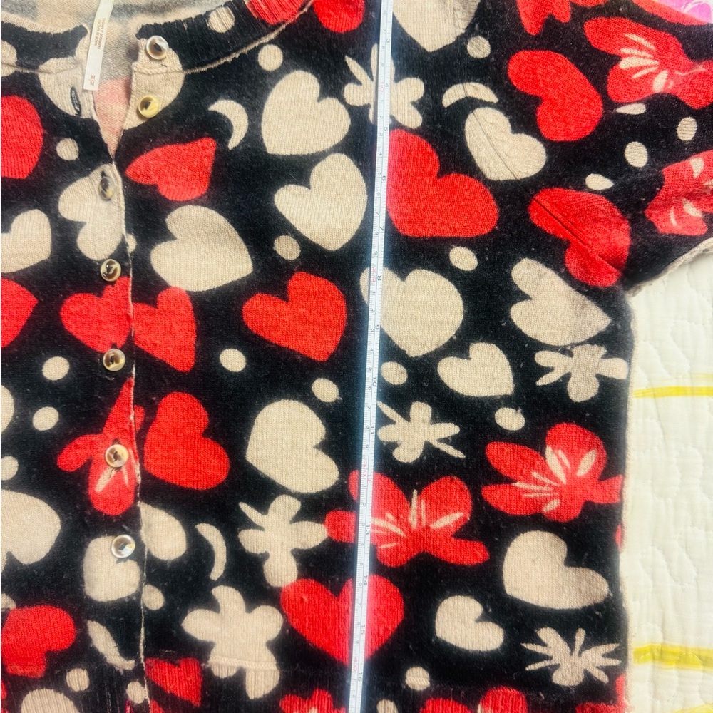 Free People Black and Red Heart Cardigan - Picture 5 of 6